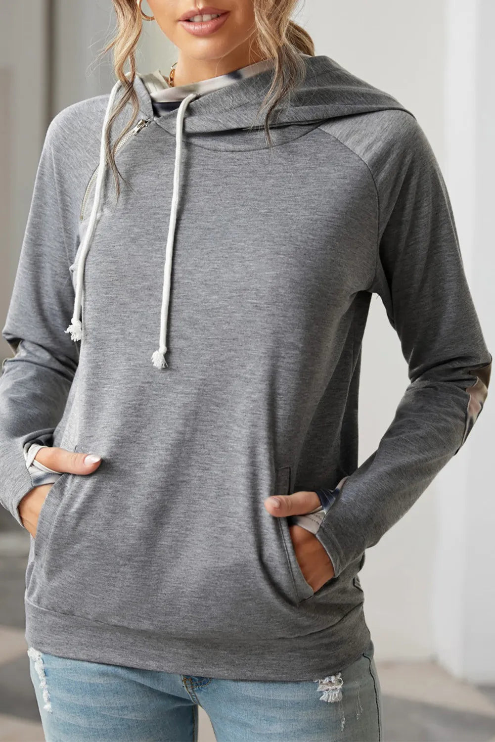 Gray Double Hooded Sweatshirt