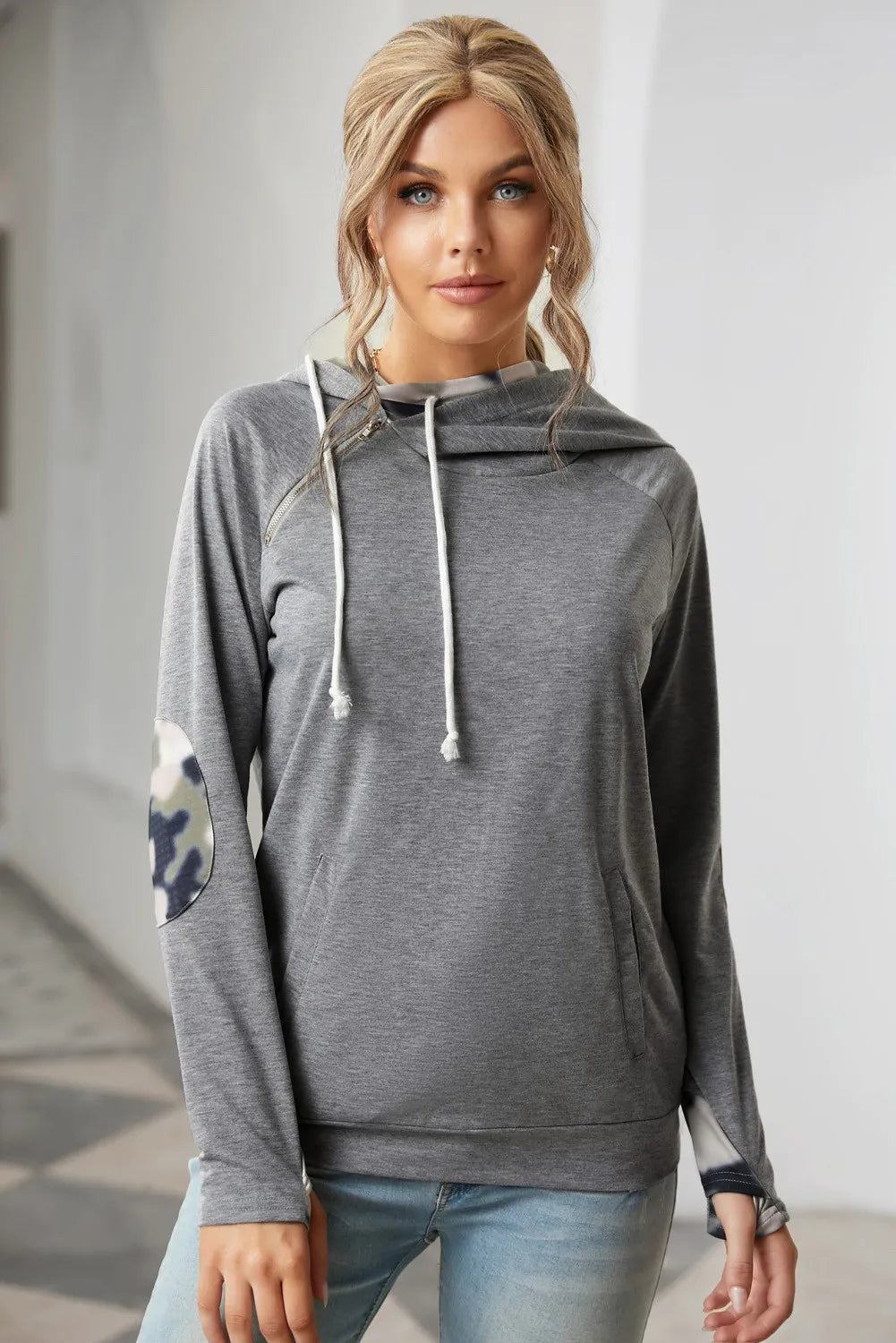 Gray Double Hooded Sweatshirt