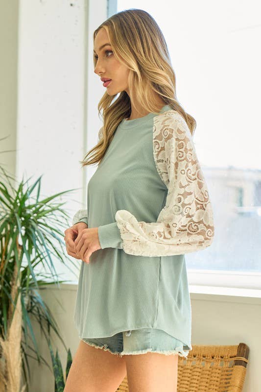 My romantic lace sage top