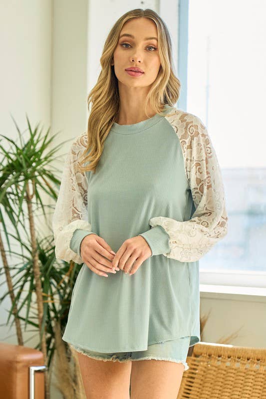 My romantic lace sage top