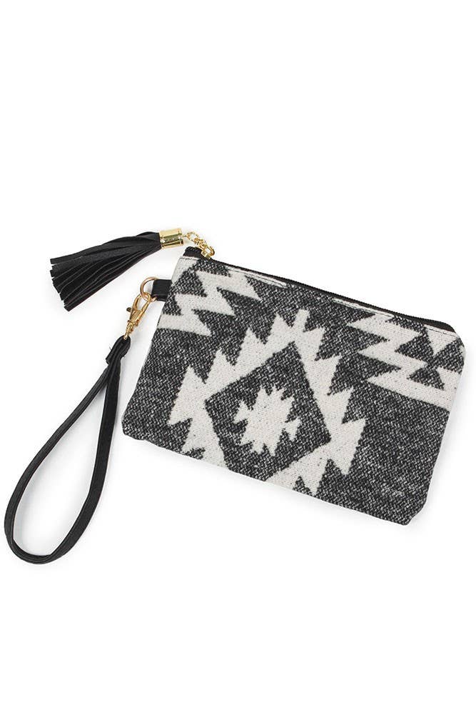 Western Print Pouch Bag with Wristlet