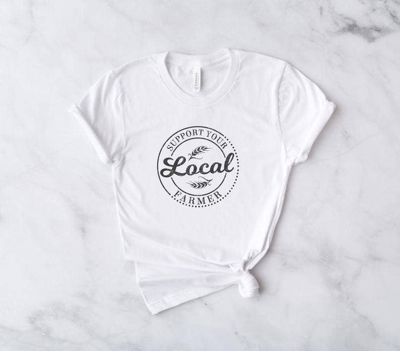 Support You Local Farmer, Farmer's Market Shirt, Farm Shirt: Gray / M - Unisex