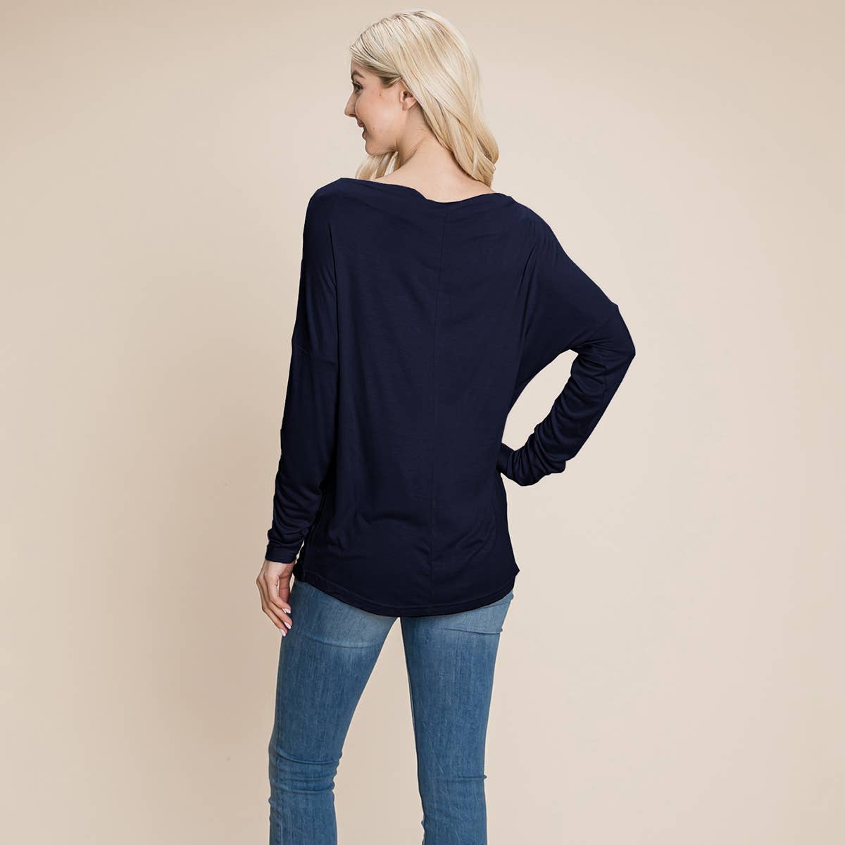 Twist Knot Front Dolman Tunics Tops Tshirts: Navy
