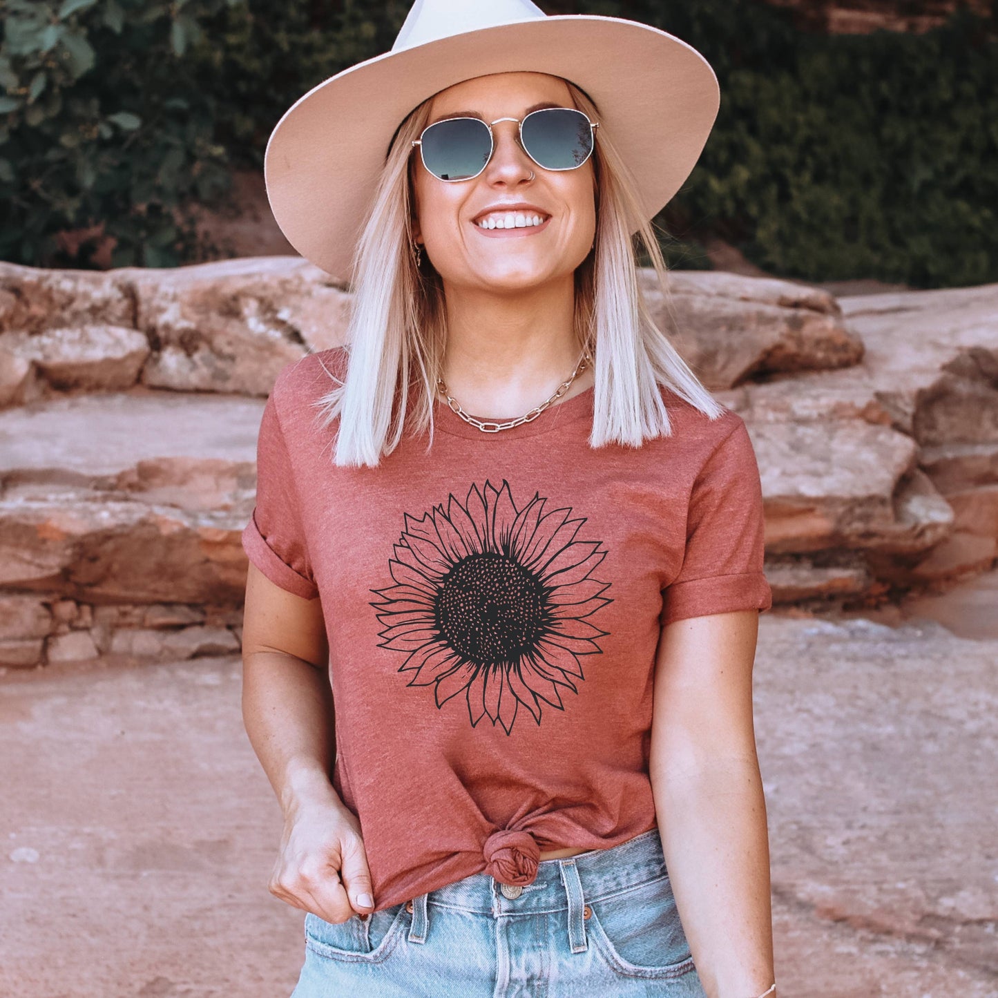 Sunflower Shirt - Flower Shirt - Boutique Bestseller: L - Unisex / Mustard