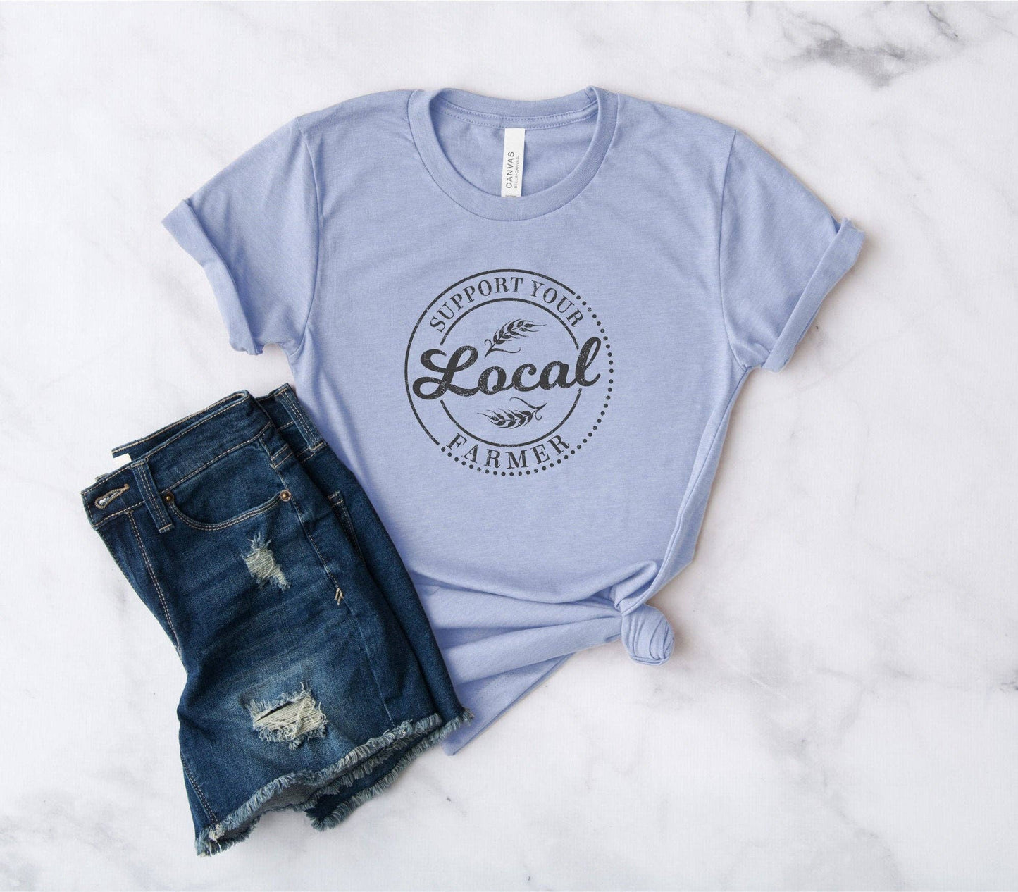 Support You Local Farmer, Farmer's Market Shirt, Farm Shirt: Gray / XL - Unisex