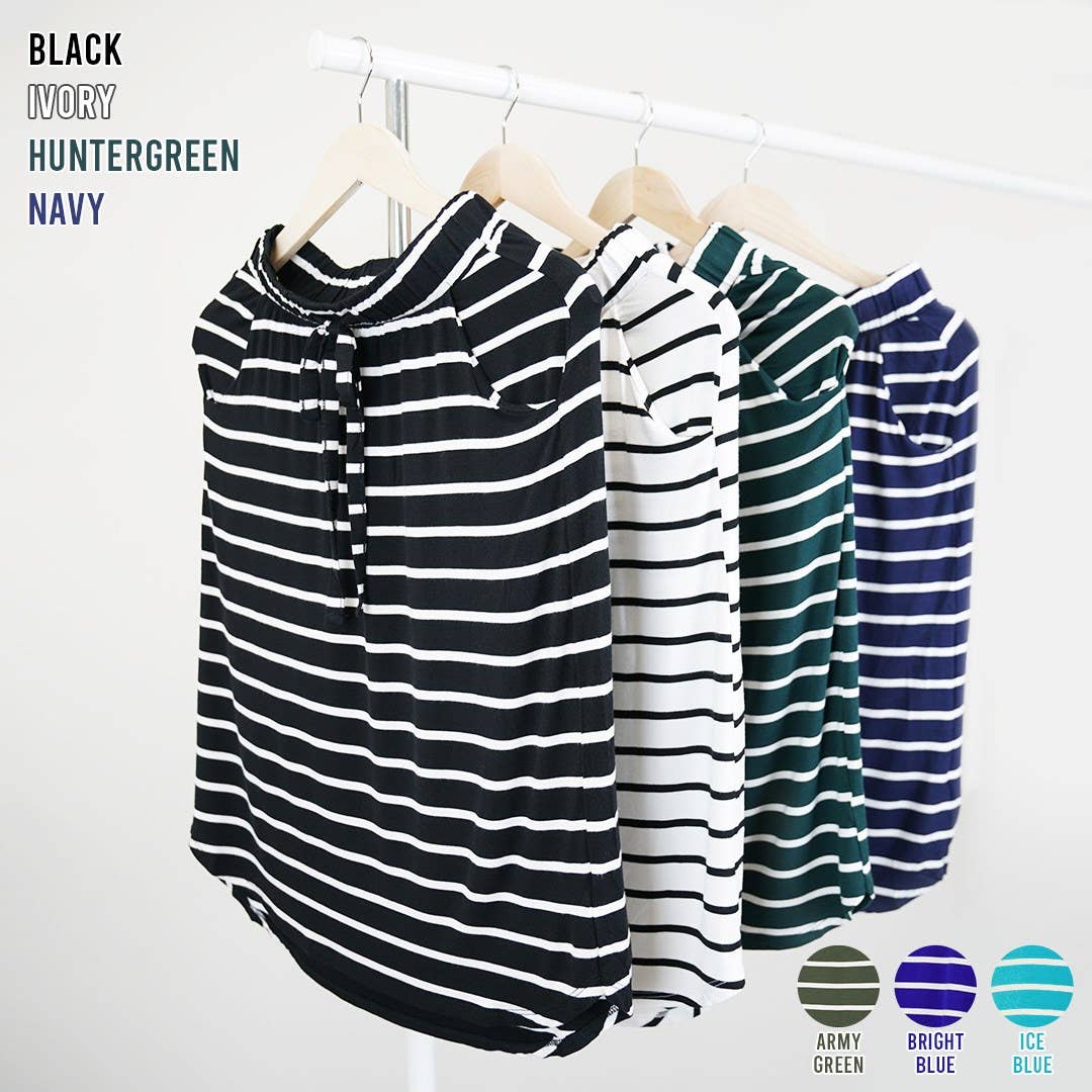 ,...SI-16793 Stripe Self Tie Tulip Hem Skirt: S / NAVY/IVORY-94798