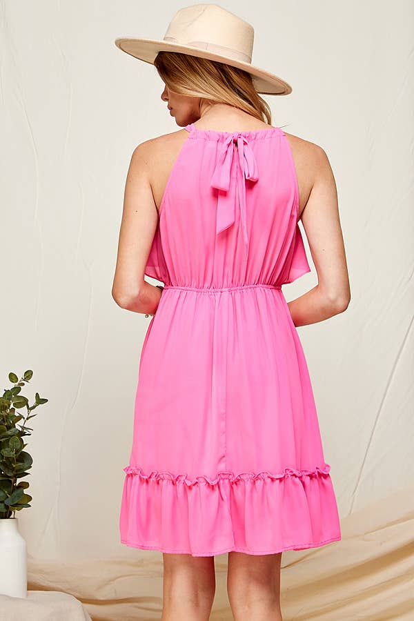 HALTER NECK RUFFLE DRESS / MO9500: S-M-L-XL (2-2-2-1) / MINT