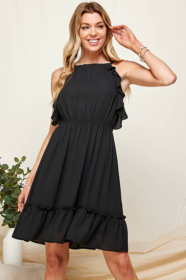 HALTER NECK RUFFLE DRESS / MO9500: S-M-L-XL (2-2-2-1) / MINT