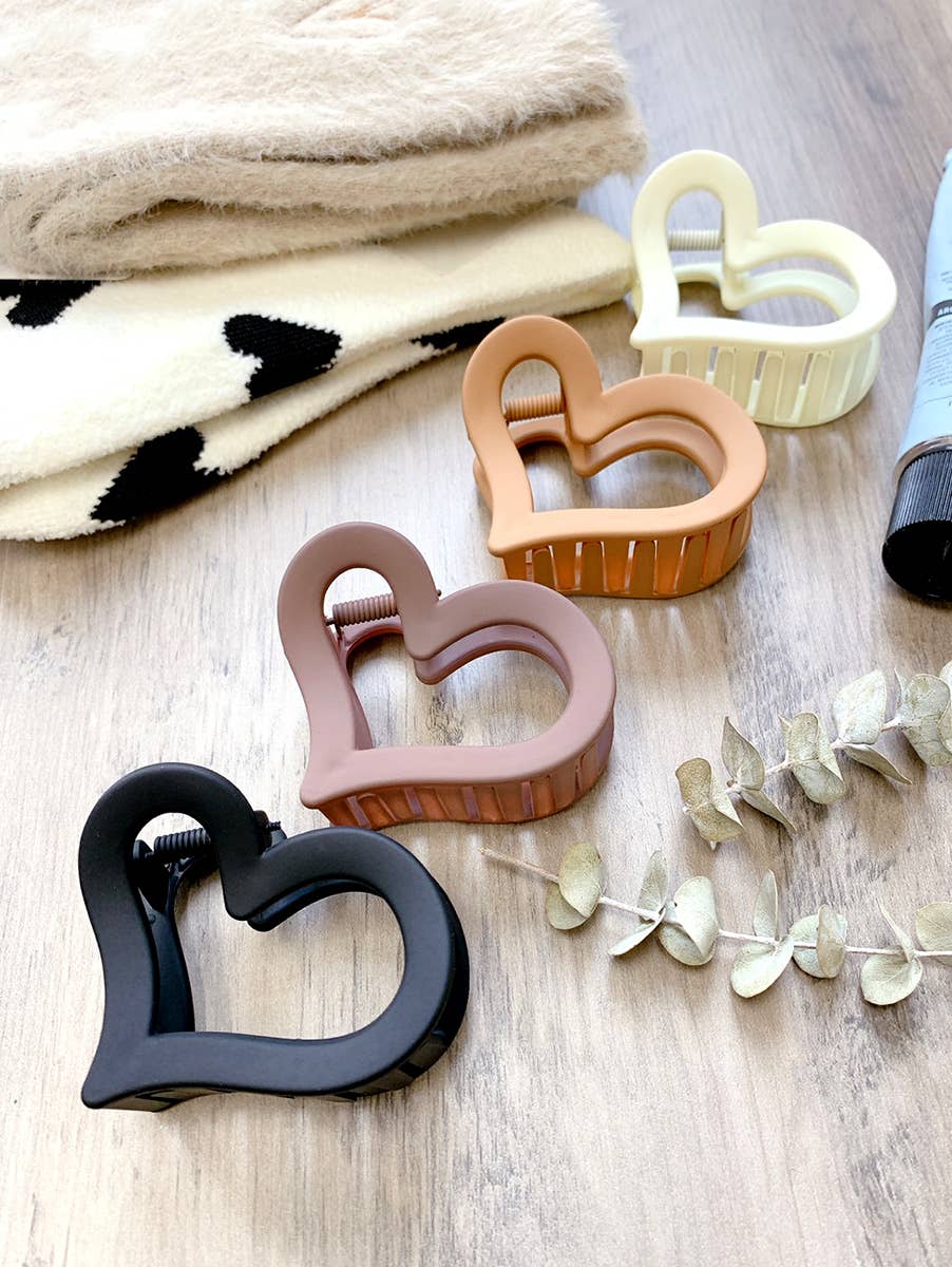 SI-25421 Valentine Heart Hair Claw Clip (Assorted): PinkMix-163490 / OS