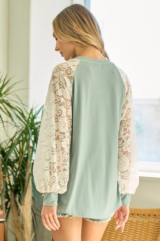 My romantic lace sage top