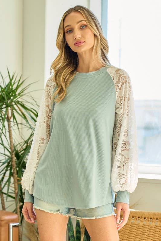 My romantic lace sage top
