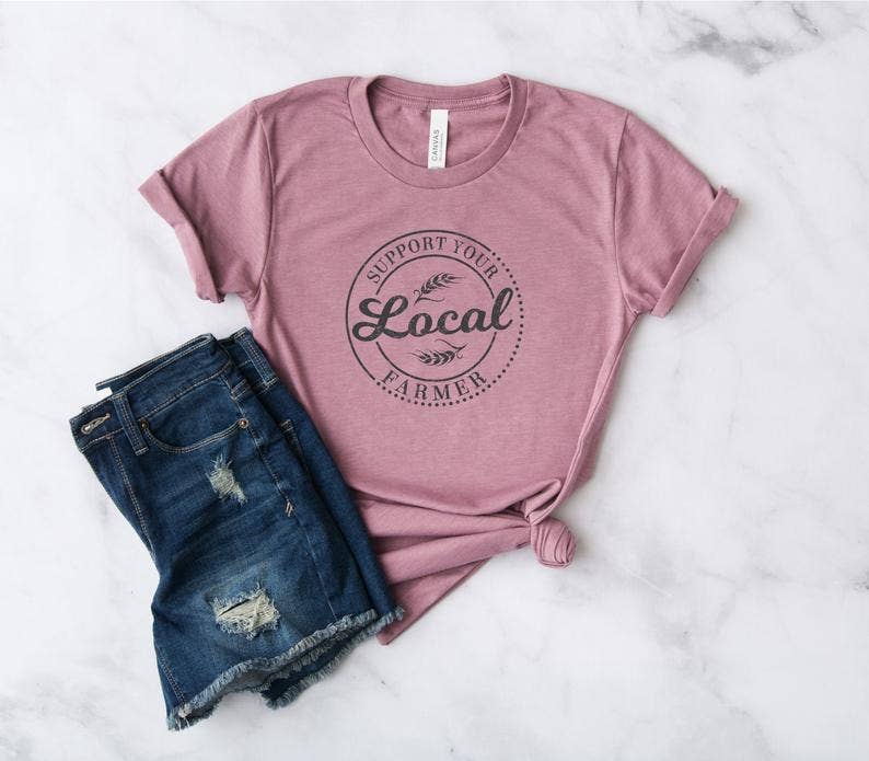 Support You Local Farmer, Farmer's Market Shirt, Farm Shirt: Gray / S - Unisex