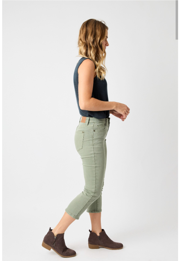 Judy Blue Mid Rise Sage Capri's