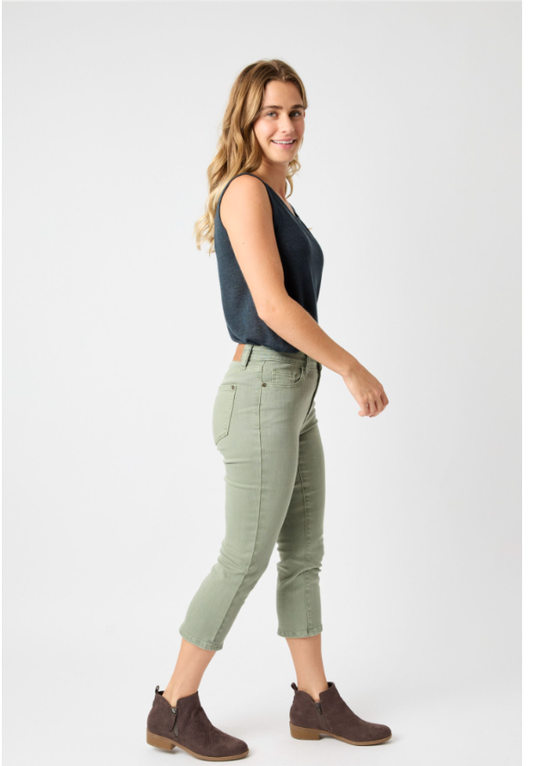 Judy Blue Mid Rise Sage Capri's