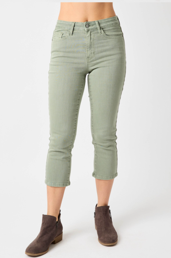 Judy Blue Mid Rise Sage Capri's