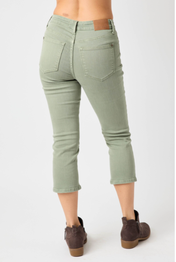 Judy Blue Mid Rise Sage Capri's