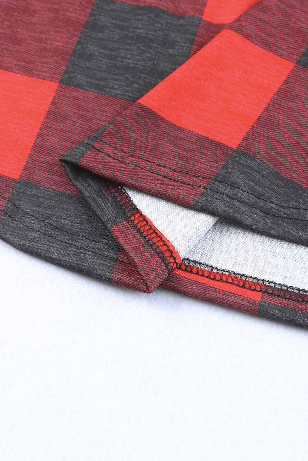 Red Christmas Plaid Striped Patchwork Drawstring Hoodie