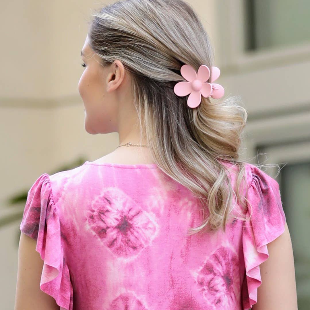 ....42POPS Large Flower Hair Claw Hair Clip Valentine gift: OS / BLACK/HOT PINK-161868