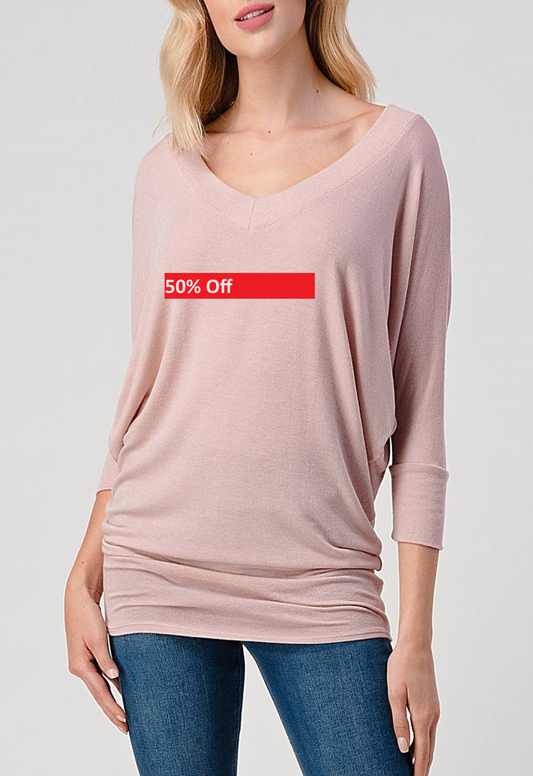 Mineral Pink 3/4 sleeve shirt