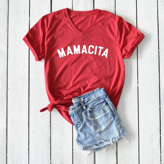 Mamacita Tee Shirt: M - Unisex / Heather Red / Vneck