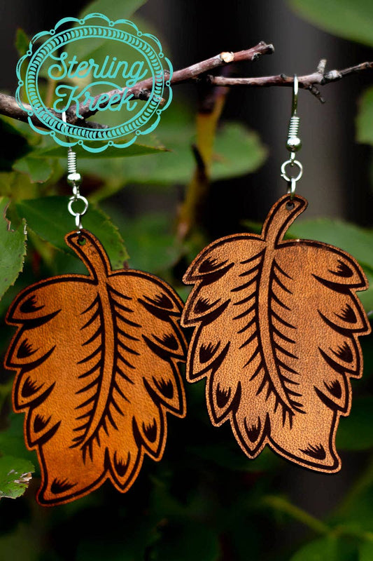Boho Tooled Leaf Earring
