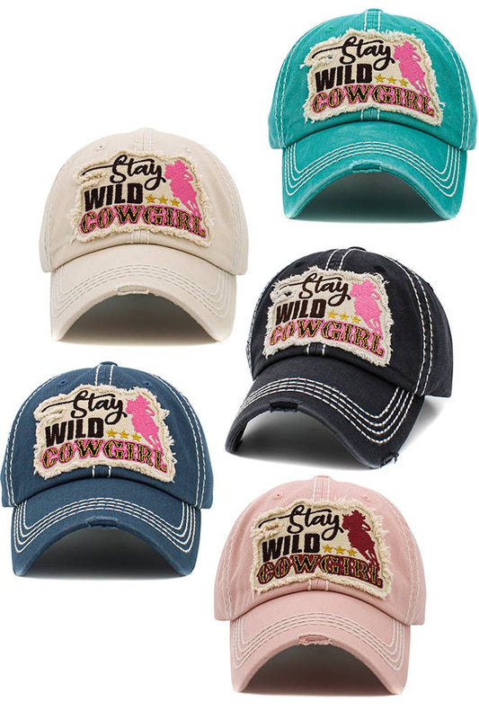 Stay Wild Cowgirl Washed Vintage Ballcap