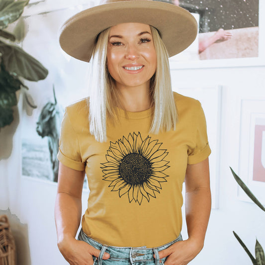 Sunflower Shirt - Flower Shirt - Boutique Bestseller: L - Unisex / Mustard