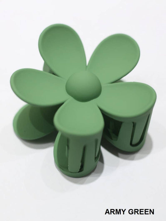 ....42POPS Large Flower Hair Claw Hair Clip Valentine gift: OS / ARMY GREEN-164155