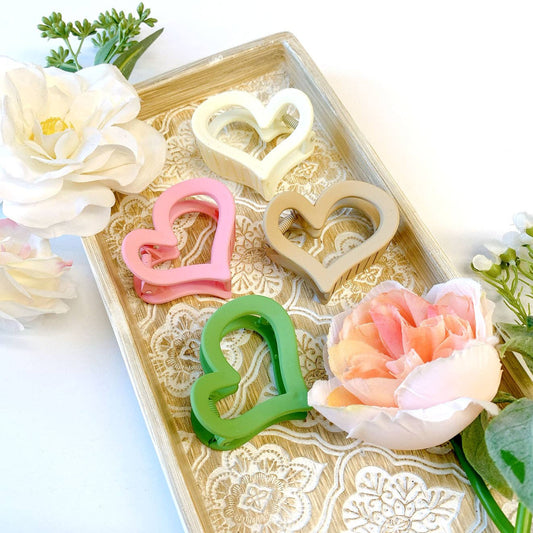 SI-25421 Valentine Heart Hair Claw Clip (Assorted): PinkMix-163490 / OS