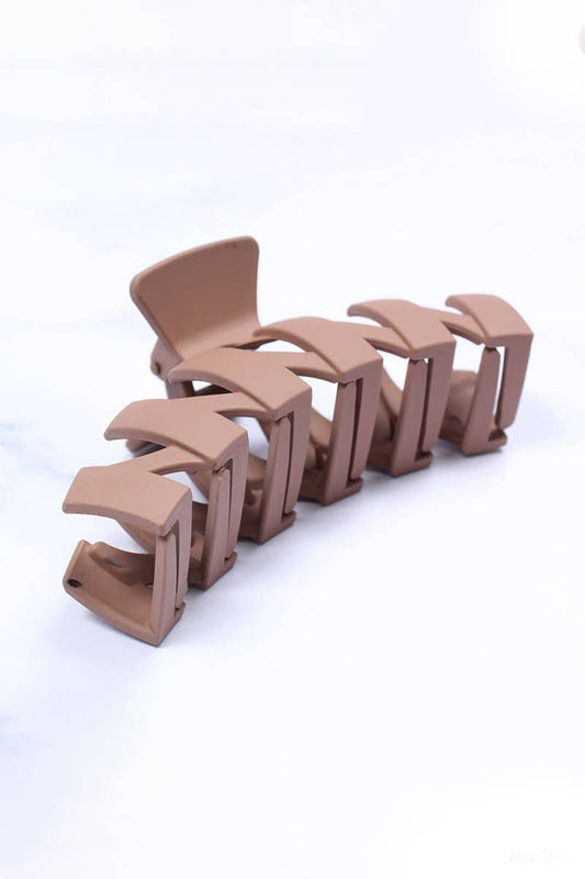 ,.Zigzag Hair Claw Clip: OS / MOCHA-158454