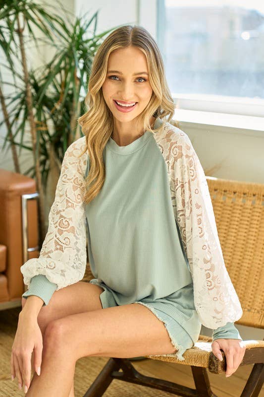 My romantic lace sage top